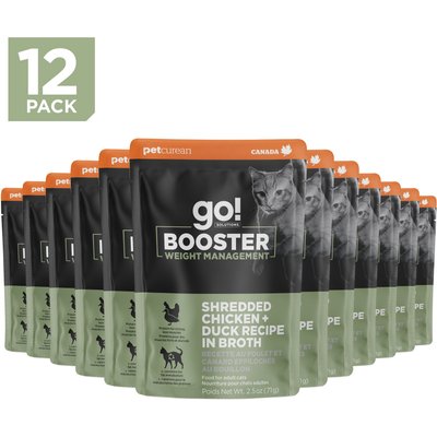Go! Solutions Go! Solutions Booster Weight Management Shredded Chicken & Duck in Broth Wet Cat Food, 2.5-oz pouch, 12 count