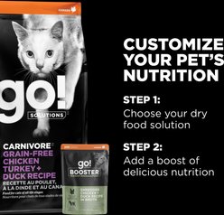 Go! Solutions Booster Weight Management Shredded Chicken & Duck in Broth Wet Cat Food, 2.5-oz pouch, 12 count slide 2 of 8