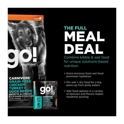 Show full view: Go! Solutions Carnivore Grain-Free Chicken, Turkey + Duck Adult Recipe Dry Dog Food, 22-lb bag slide 8 of 12