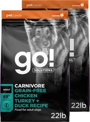 Go! Solutions Carnivore Grain-Free Chicken, Turkey + Duck Adult Recipe Dry Dog Food, 44-lb bundle