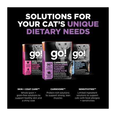 Show full view: Go! Solutions Carnivore Grain-Free Chicken, Turkey + Duck Pate Cat Food, 6.4-oz, case of 24 slide 10 of 11