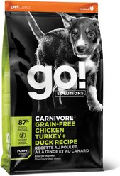 Go! Solutions Carnivore Grain-Free Chicken, Turkey + Duck Puppy Recipe Dry Dog Food, 3.5-lb bag