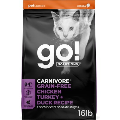 Go! Solutions Go! Solutions Carnivore Grain-Free Chicken, Turkey + Duck Recipe Dry Cat Food, 16-lb bag