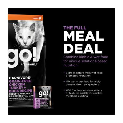 Show full view: Go! Solutions Carnivore Grain-Free Chicken, Turkey + Duck Recipe Dry Cat Food, 3-lb bag slide 7 of 11