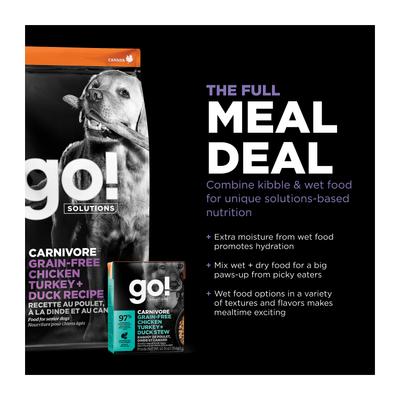 Show full view: Go! Solutions Carnivore Grain-Free Chicken, Turkey + Duck Senior Recipe Dry Dog Food, 12-lb bag slide 8 of 12