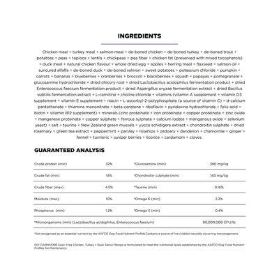 Show full view: Go! Solutions Carnivore Grain-Free Chicken, Turkey + Duck Senior Recipe Dry Dog Food, 22-lb bag slide 5 of 12