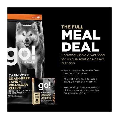 Show full view: Go! Solutions Carnivore Grain-Free Lamb + Wild Boar Recipe Dry Dog Food, 22-lb bag slide 8 of 12