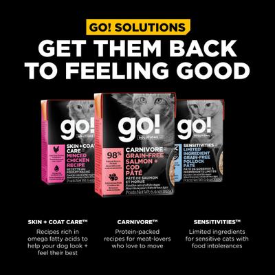 Show full view: Go! Solutions Carnivore Grain-Free Salmon + Cod Pate Cat Food, 6.4-oz, case of 24 slide 9 of 11