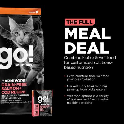 Show full view: Go! Solutions Carnivore Grain-Free Salmon + Cod Pate Cat Food, 6.4-oz, case of 24 slide 10 of 11