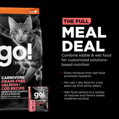 Show full view: Go! Solutions Carnivore Grain-Free Salmon + Cod Recipe Dry Cat Food, 16-lb bag slide 7 of 10