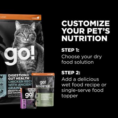 Show full view: Go! Solutions Digestion + Gut Health Chicken Recipe with Ancient Grains Dry Cat Food, 3-lb bag slide 9 of 11