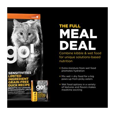 Show full view: Go! Solutions Sensitivities Limited Ingredient Duck Grain-Free Dry Cat Food, 16-lb bag slide 7 of 12