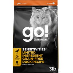 Go! Solutions Sensitivities Limited Ingredient Duck Grain-Free Dry Cat Food, 3-lb bag
