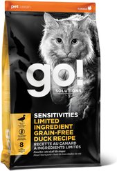 Go! Solutions Sensitivities Limited Ingredient Duck Grain-Free Dry Cat Food, 3-lb bag