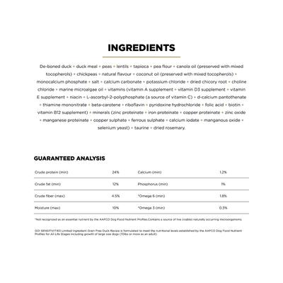 Show full view: Go! Solutions Sensitivities Limited Ingredient Duck Grain-Free Dry Dog Food, 22-lb bag slide 5 of 12