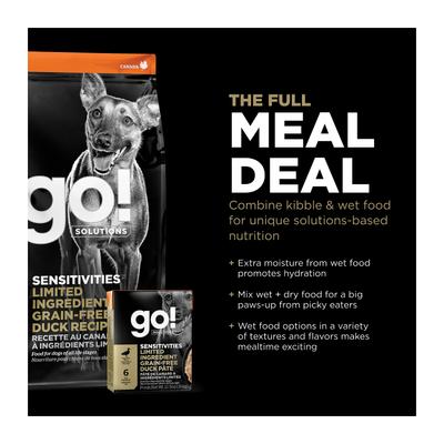 Show full view: Go! Solutions Sensitivities Limited Ingredient Duck Grain-Free Dry Dog Food, 3.5-lb bag slide 8 of 12