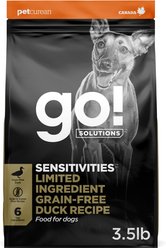 Go! Solutions Sensitivities Limited Ingredient Duck Grain-Free Dry Dog Food, 3.5-lb bag