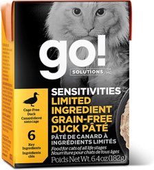 Go! Solutions Sensitivities Limited Ingredient Grain-Free Duck Pate Cat Food, 6.4-oz, case of 24