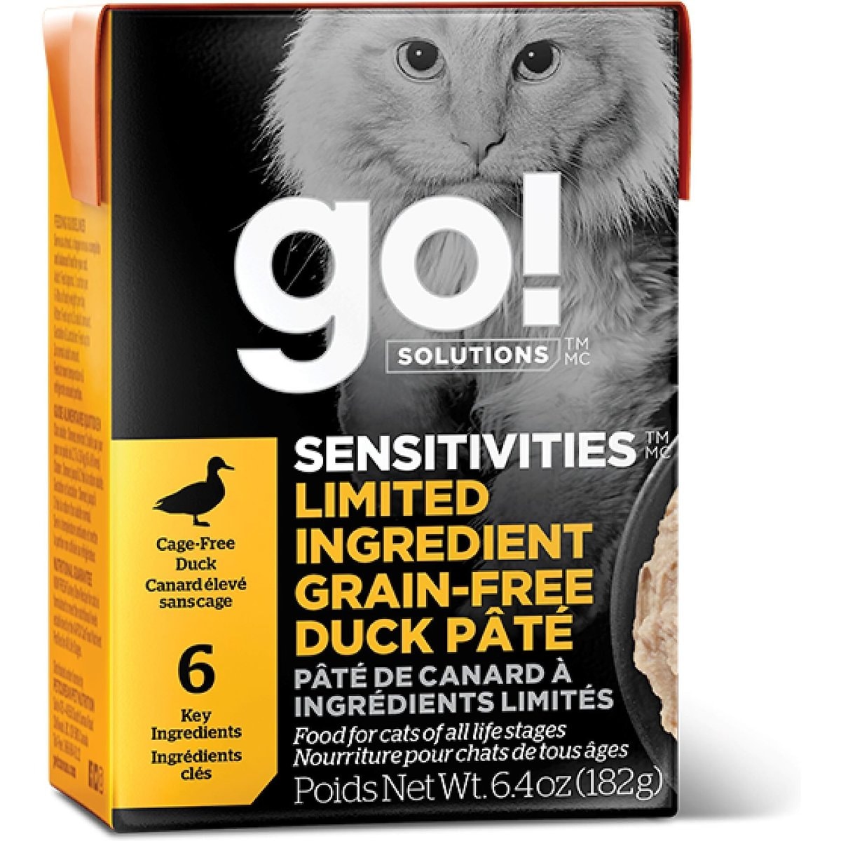 Go! Solutions Sensitivities Limited Ingredient Grain-Free Duck Pate Cat Food, 6.4-oz, case of 24