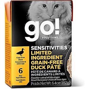 Go! Solutions Sensitivities Limited Ingredient Grain-Free Duck Pate Cat Food, 6.4-oz, case of 24