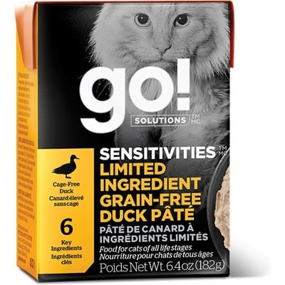 Go! Solutions Go! Solutions Sensitivities Limited Ingredient Grain-Free Duck Pate Cat Food, 6.4-oz, case of 24