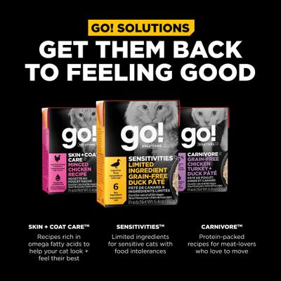 Show full view: Go! Solutions Sensitivities Limited Ingredient Grain-Free Duck Pate Cat Food, 6.4-oz, case of 24 slide 9 of 11