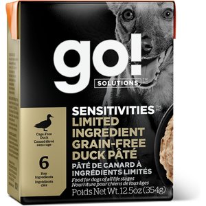 Go! Solutions Sensitivities Limited Ingredient Grain-Free Duck Pate Dog Food, 12.5-oz, case of 12