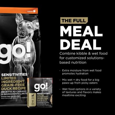 Show full view: Go! Solutions Sensitivities Limited Ingredient Grain-Free Duck Pate Dog Food, 12.5-oz, case of 12 slide 10 of 11
