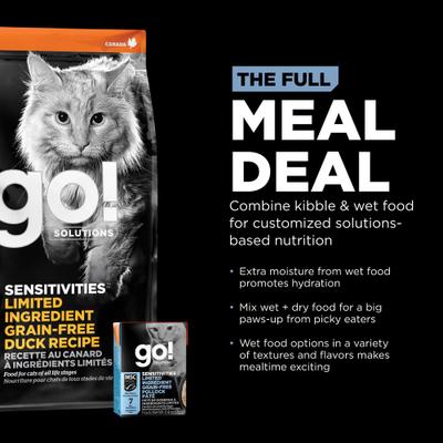 Show full view: Go! Solutions Sensitivities Limited Ingredient Grain-Free Pollock Pate Cat Food, 6.4-oz, case of 24 slide 10 of 10
