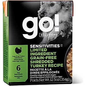 Go! Solutions Sensitivities Limited Ingredient Grain-Free Shredded Turkey Dog Food, 12.5-oz, case of 12