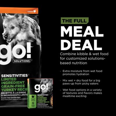 Show full view: Go! Solutions Sensitivities Limited Ingredient Grain-Free Shredded Turkey Dog Food, 12.5-oz, case of 12 slide 10 of 11