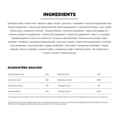 Show full view: Go! Solutions Sensitivities Limited Ingredient Lamb Grain-Free Dry Dog Food, 12-lb bag slide 5 of 11