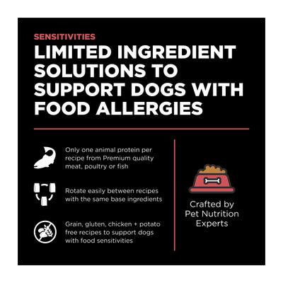Show full view: Go! Solutions Sensitivities Limited Ingredient Salmon Grain-Free Dry Dog Food, 12-lb bag slide 3 of 12