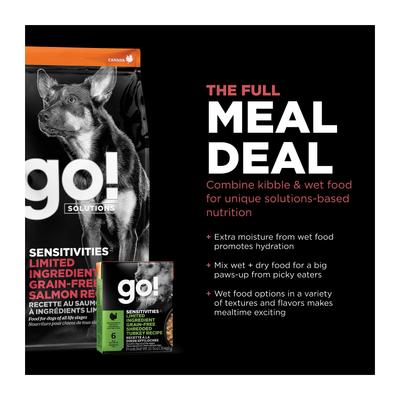 Show full view: Go! Solutions Sensitivities Limited Ingredient Salmon Grain-Free Dry Dog Food, 12-lb bag slide 8 of 12