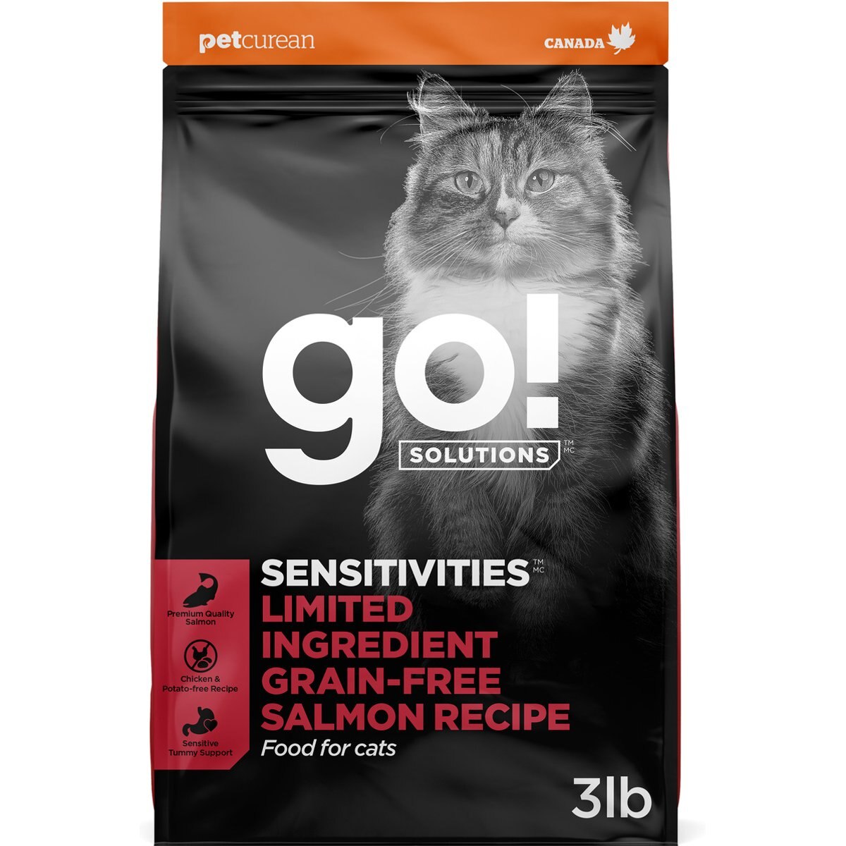 Go! Solutions Sensitivities Limited Ingredient Salmon Recipe Grain-Free Dry Cat Food, 3-lb bag