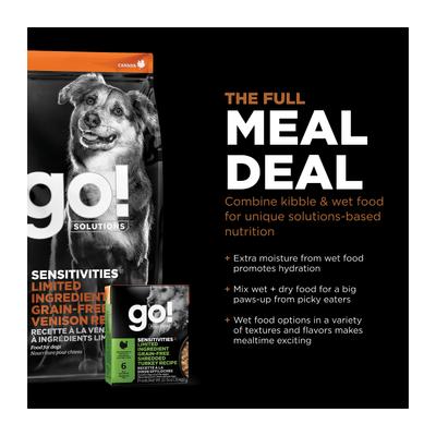 Show full view: Go! Solutions Sensitivities Limited Ingredient Venison Grain-Free Dry Dog Food, 22-lb bag slide 8 of 11