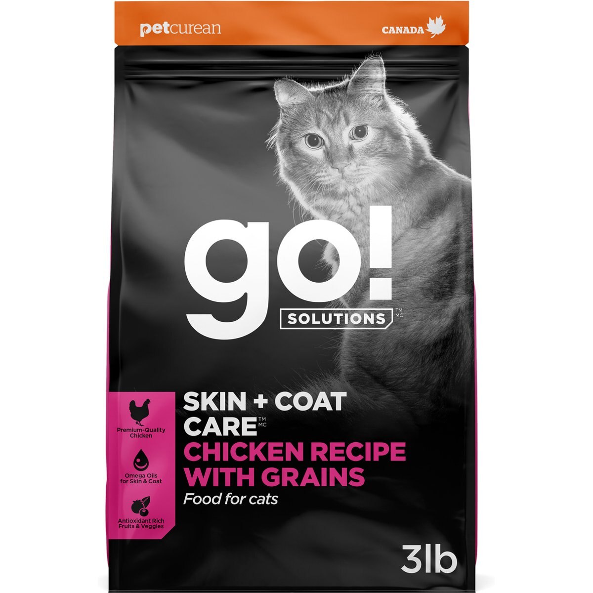 Go! Solutions Skin + Coat Care Chicken Recipe Dry Cat Food, 3-lb bag