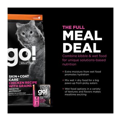 Show full view: Go! Solutions Skin + Coat Care Chicken Recipe Dry Cat Food, 3-lb bag slide 7 of 11