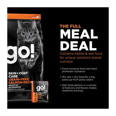 Show full view: Go! Solutions Skin + Coat Care Grain-Free Salmon Recipe Dry Cat Food, 16-lb bag slide 7 of 11
