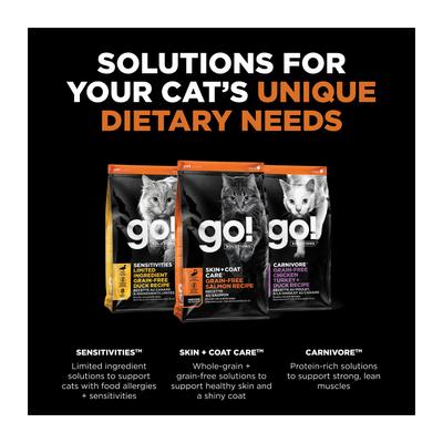 Show full view: Go! Solutions Skin + Coat Care Grain-Free Salmon Recipe Dry Cat Food, 8-lb bag slide 6 of 11