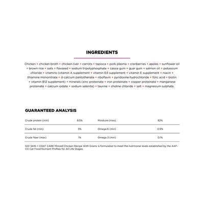 Show full view: Go! Solutions Skin + Coat Care Minced Chicken Cat Food, 6.4-oz, case of 24 slide 4 of 10