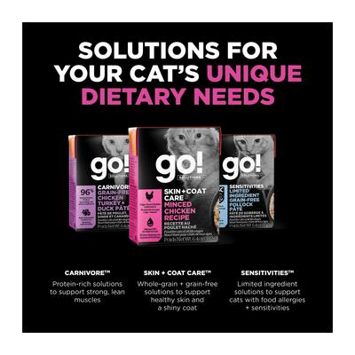 Show full view: Go! Solutions Skin + Coat Care Minced Chicken Cat Food, 6.4-oz, case of 24 slide 10 of 10