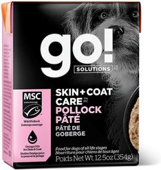 Go! Solutions Skin + Coat Care Pollock Pate Dog Food, 12.5-oz, case of 12