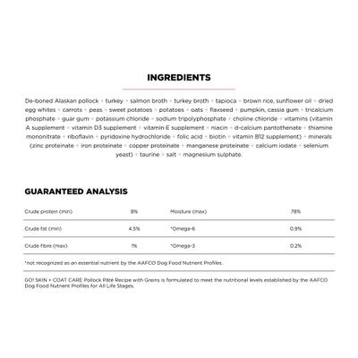Show full view: Go! Solutions Skin + Coat Care Pollock Pate Dog Food, 12.5-oz, case of 12 slide 3 of 11