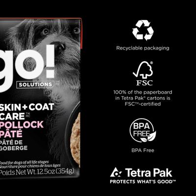 Show full view: Go! Solutions Skin + Coat Care Pollock Pate Dog Food, 12.5-oz, case of 12 slide 8 of 11