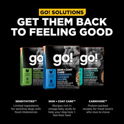 Show full view: Go! Solutions Skin + Coat Care Shredded Chicken Dog Food, 12.5-oz, case of 12 slide 8 of 11