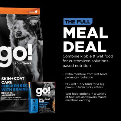 Show full view: Go! Solutions Skin + Coat Care Shredded Chicken Dog Food, 12.5-oz, case of 12 slide 9 of 11