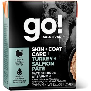 Go! Solutions Skin + Coat Care Turkey & Salmon Pate Dog Food, 12.5-oz, case of 12