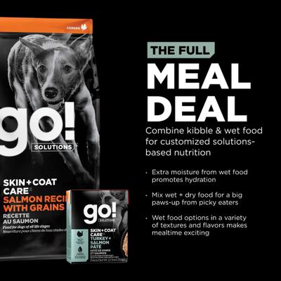 Show full view: Go! Solutions Skin + Coat Care Turkey & Salmon Pate Dog Food, 12.5-oz, case of 12 slide 10 of 11