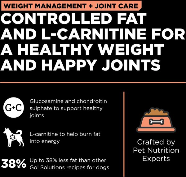 Show full view: Go! Solutions Weight Management + Joint Care Adult Grain-Free Salmon Recipe Dry Dog Food, 22-lb bag slide 7 of 11